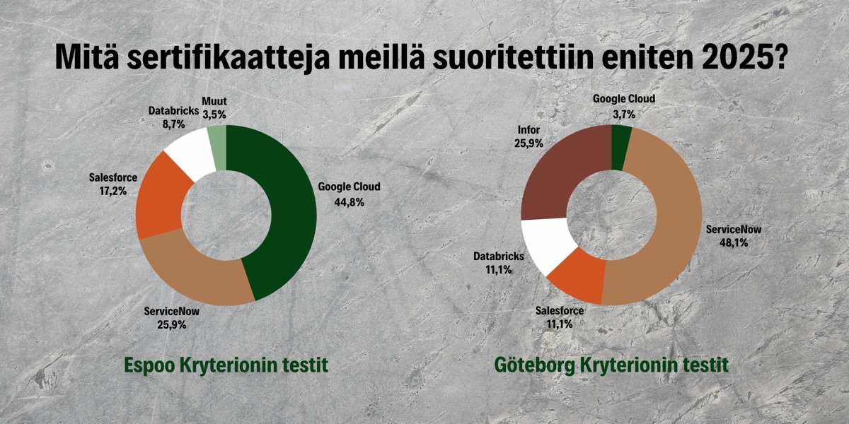 Kryterion-testien jakauma Espoossa ja Göteborgissa vuonna 2025