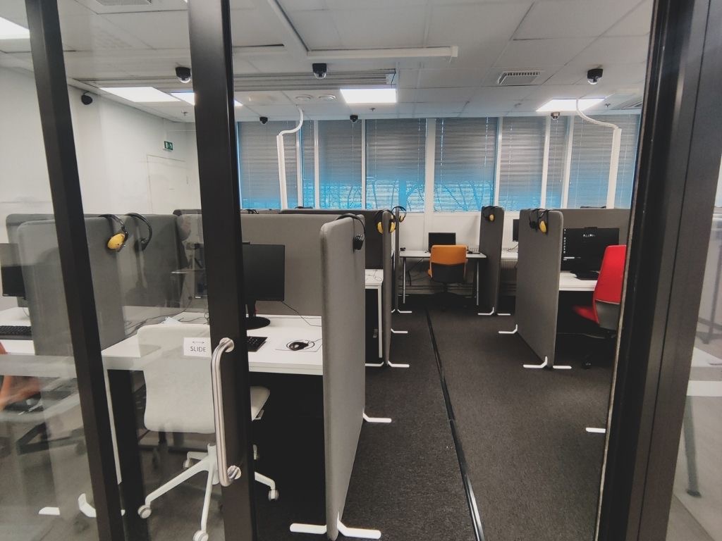 CertyHub test room in Espoo with private workstations